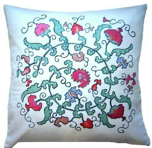 &quot;Dance in a circle&quot; suzani embroidered pillow cover