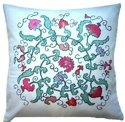 "Dance in a circle" suzani embroidered pillow cover