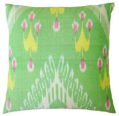 "Cool mint" square ikat pillow cover
