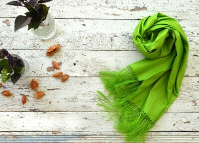 Green apple silk scarf