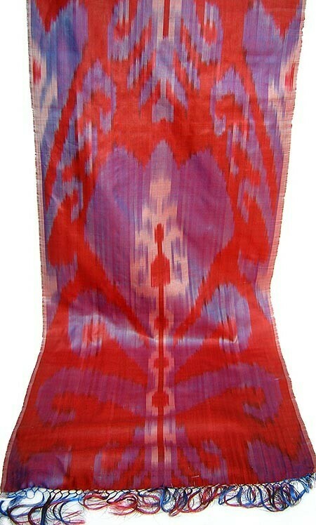 "Blue tulip" silk ikat scarf