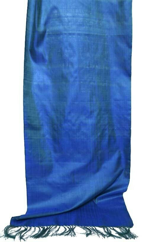 &quot;Blue / seaweed green&quot; solid silk scarf