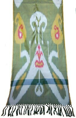 As is - "Butterfly ikat" silk ikat scarf with weaving flaws