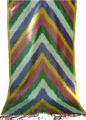 Multicolor stripe silk ikat scarf