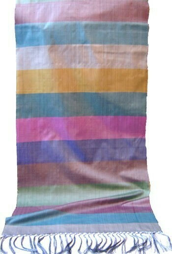 Pure silk scarf in colorful stripes