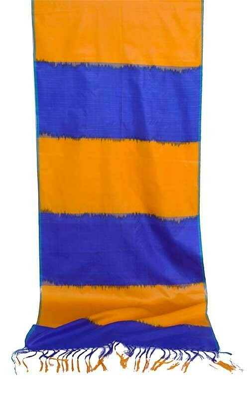 Blue And Yellow Stripe Bar Scarf 