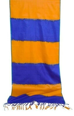 Yellow and blue silk scarf