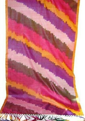 Multicolor silk ikat stripe scarf