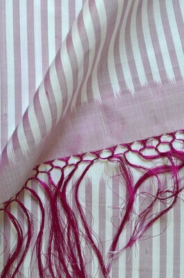 Ikat pink and white silk scarf