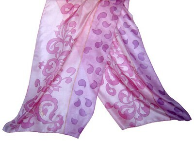 "Mysterious" plum silk batik scarf