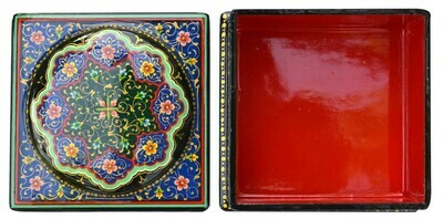 Blue floral lacquer hand painted jewelry box