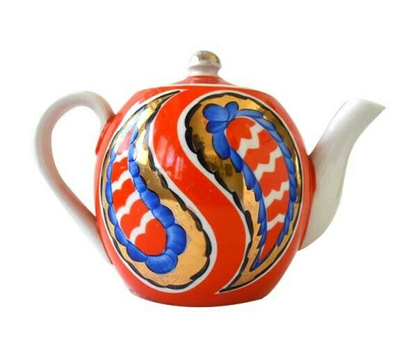 &quot;Golden paisley&quot; porcelain teapot