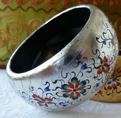 Silver background hand painted bracelet