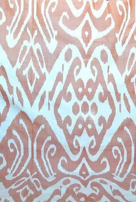 "Abrikos" cream and apricot orange wide ikat fabric