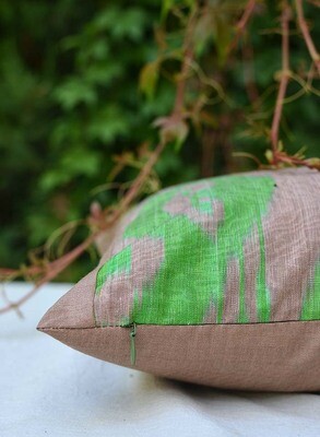 "Bodom" brown and green boudoir ikat pillow cover