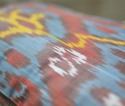 Blue lumbar ikat pillow cover