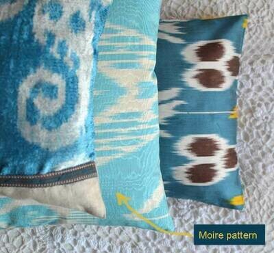 "Charoz" blue and white ikat pillow cover