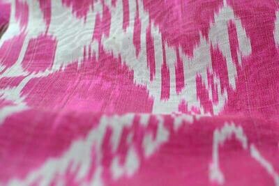 Uzbek hot pink and white ikat fabric