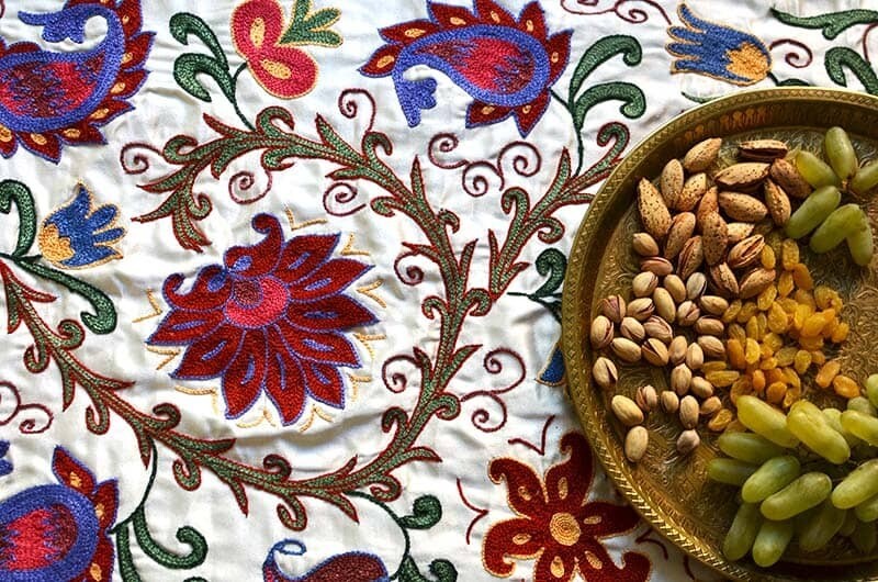 Colorful floral suzani table runner