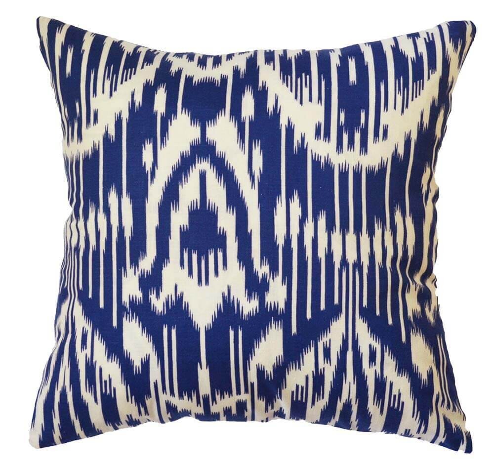 Navy Blue and white square ikat print pillow cover