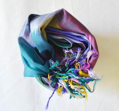 "Turquoise kaleidoscope" pure silk ikat scarf