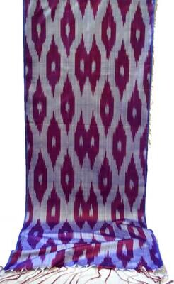 Purple and lavender geometric ikat silk scarf