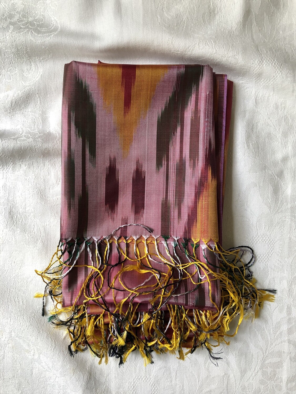 Tulip ikat pattern silk scarf