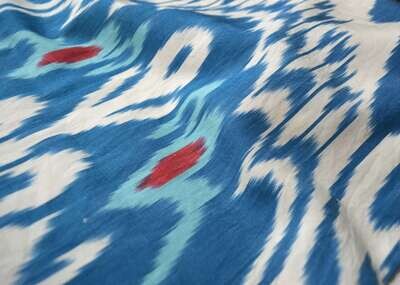 Khiva blue and white ikat table runner