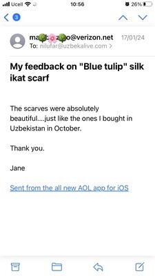 "Blue tulip" silk ikat scarf