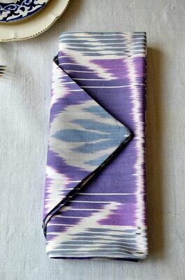 Lavender, white and gray cotton ikat table runner