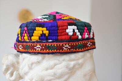 "Surkhandarya" hand-embroidered multicolor skull hat (doppi)