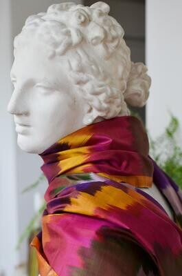 Multicolor silk ikat  stripe scarf