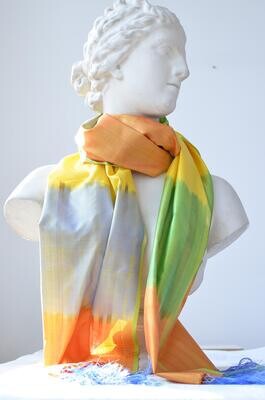 "Rainbow" silk ikat scarf