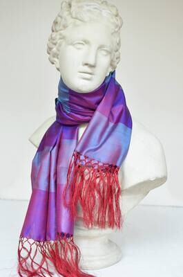 Mystical purple and lavender stripes silk scarf