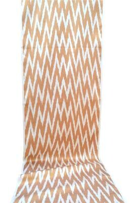 Zigzag light brown/white cotton and silk handwoven ikat fabric