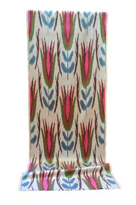 Multicolor tulip design handmade cotton and silk handmade ikat fabric