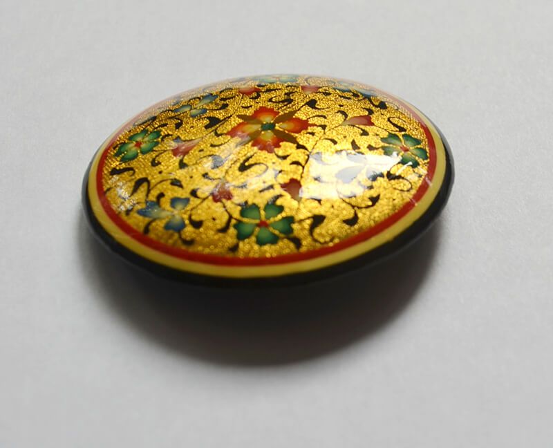 Golden Background Round Floral Hand-Painted Lapel Pin