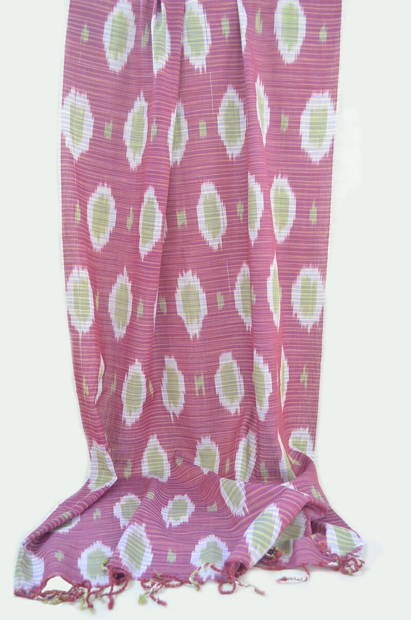 Elegant Cotton Ikat Scarf From Uzbekistan – Soft, Stylish, And Versatile