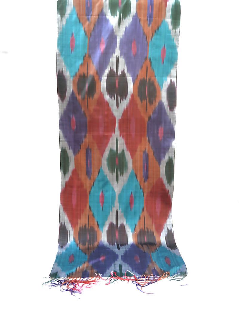 Timeless Turquoise Green Silk Ikat Scarf: A Gift Of Elegance And Style