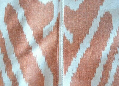 "Abrikos" cream and apricot orange wide ikat fabric
