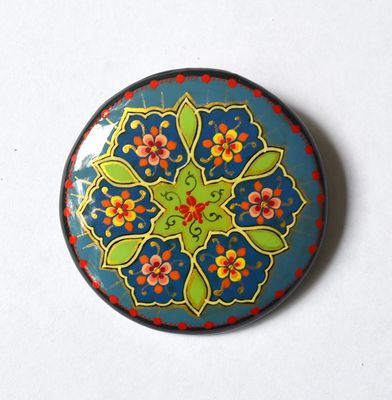 Sky Blue Round Floral Lapel Pin: Elegance Inspired By Uzbekistan's Rich Heritage