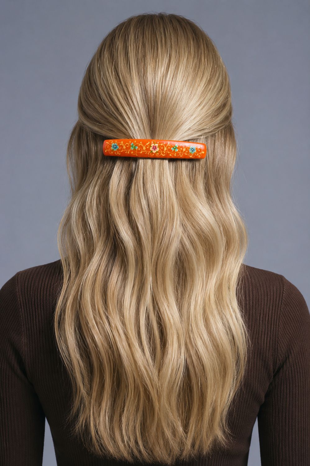 "Ferrari red" hand painted hair barrette
