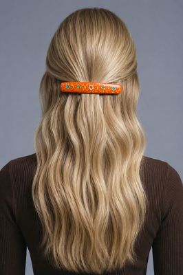 "Ferrari red" hand painted hair barrette