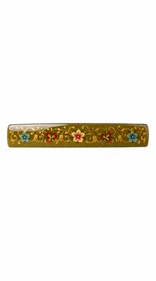 Smoky olive green hand painted hair barrette