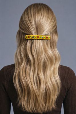 Yellow floral barrette