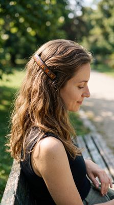 "Chocolate sauce" hand painted hair barrette