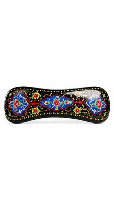 "Flowers on midnight blue" hand painted hair barrette