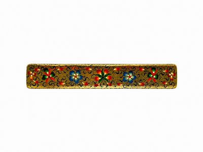 "Flowers on silver base" hand painted hair barrette