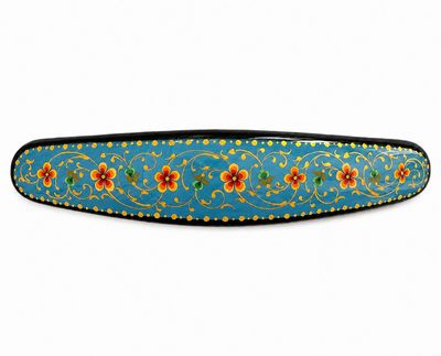 "Blue barrette with flowers" painted barrette