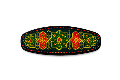 Wide blue, green and red hair barrette